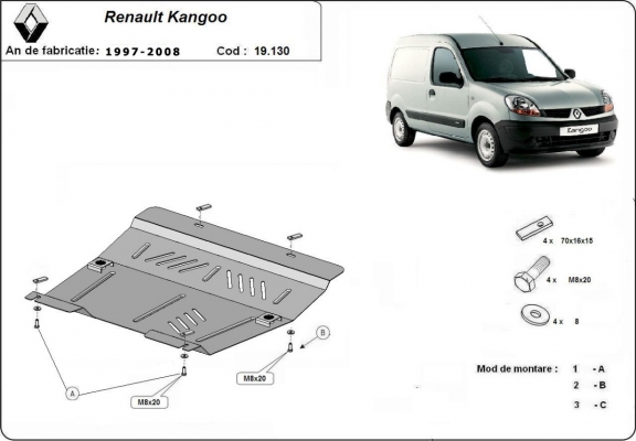 Protection sous moteur et de la boîte de vitesse Renault Kangoo