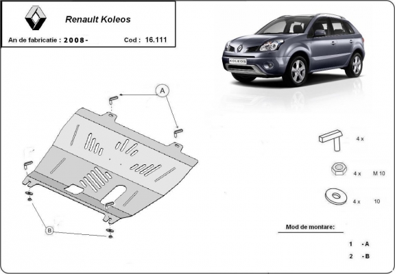 Protection sous moteur et de la boîte de vitesse Renault Koleos