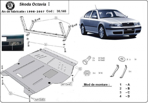 Protection sous moteur et de la boîte de vitesse Skoda Octavia 1