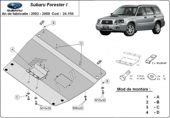 Protection sous moteur et de la boîte de vitesse Subaru Forester 2