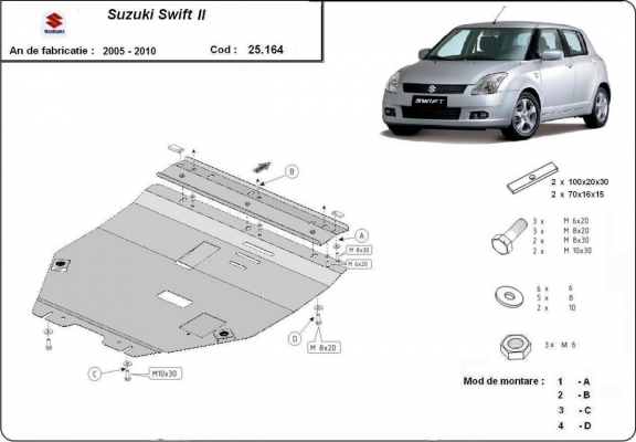 Protection sous moteur et de la boîte de vitesse Suzuki Swift 2