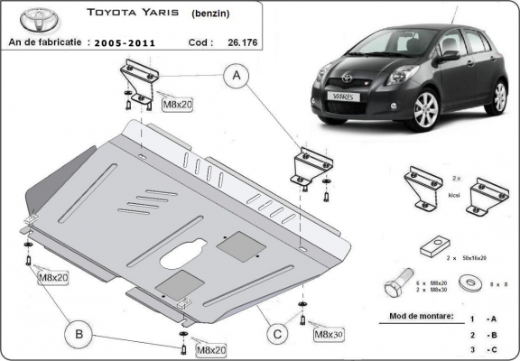 Protection sous moteur et de la boîte de vitesse Toyota Yaris Essence