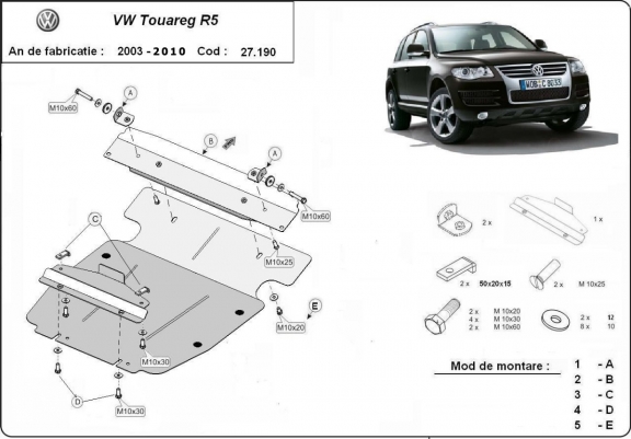 Protection Sous Moteur Volkswagen Touareg 7L