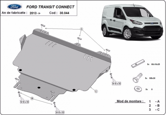 Protection sous moteur et de la boîte de vitesse Ford Transit Connect