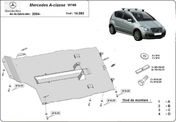 Protection sous moteur et de la boîte de vitesse Mercedes A-Class W169