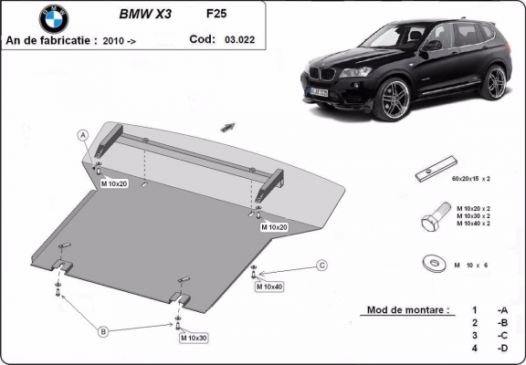 Protection sous moteur et de la radiateur BMW X3 - F25