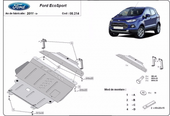 Protection sous moteur et de la boîte de vitesse Ford EcoSport
