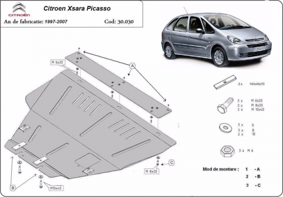 Protection sous moteur et de la boîte de vitesse Citroen Xsara Picasso
