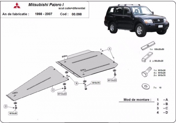 Protection de la boîte de vitesse et de la différentiel Mitsubishi Pajero Sport 1