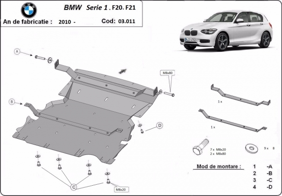 Protection sous moteur et de la radiateur BMW Seria 1  F20/F21