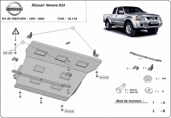 Protection sous moteur et de la radiateur Nissan Navara D22