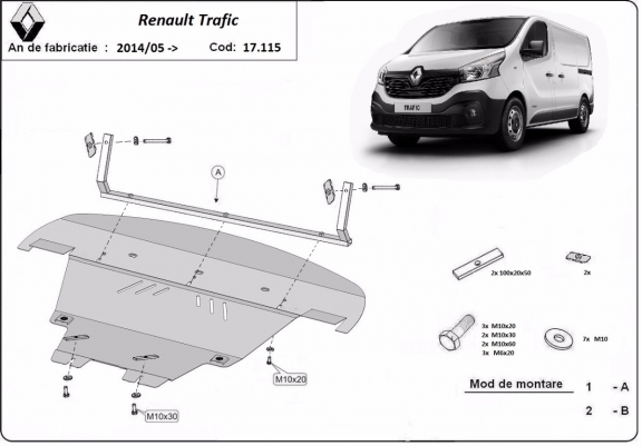 Protection sous moteur et de la boîte de vitesse Renault Trafic 3 