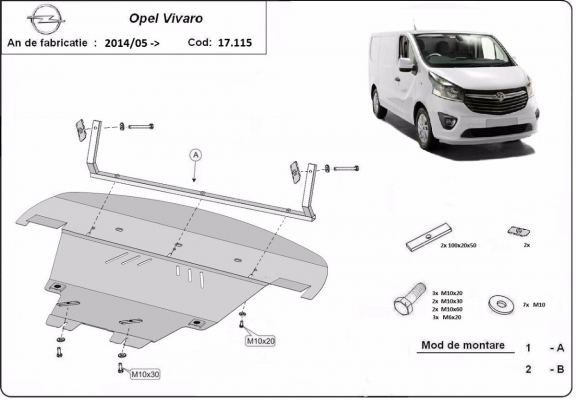 Protection sous moteur et de la boîte de vitesse Opel Vivaro B 