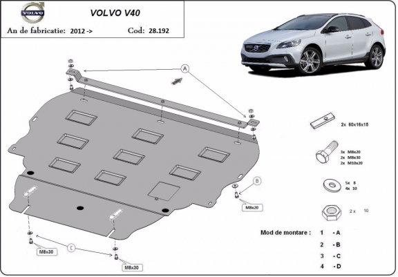 Protection sous moteur et de la boîte de vitesse Volvo V40