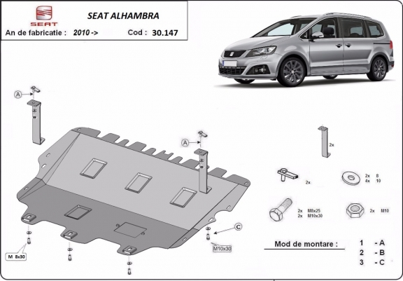 Protection sous moteur et de la boîte de vitesse Seat Alhambra