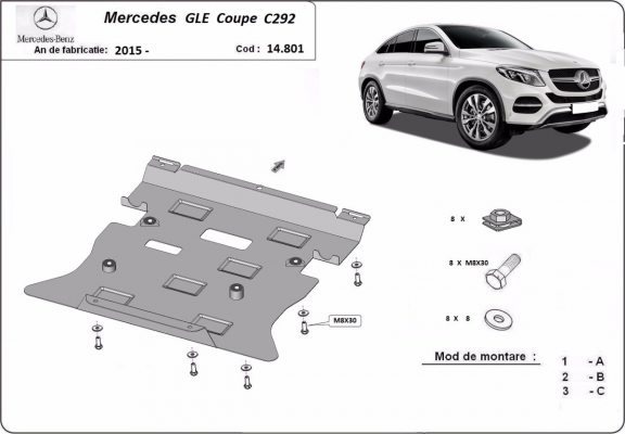 Protection sous moteur et de la boîte de vitesse Mercedes GLE Coupe C292