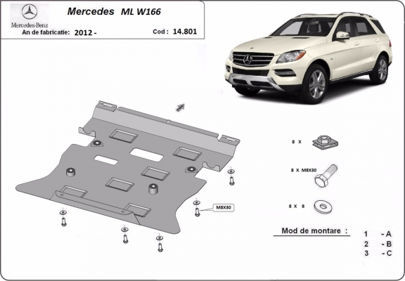 Protection sous moteur et de la boîte de vitesse Mercedes ML W166