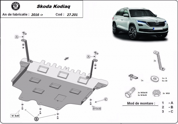 Protection sous moteur et de la boîte de vitesse Skoda Kodiaq
