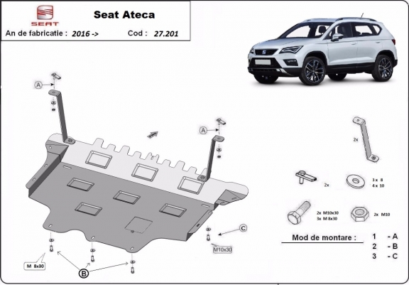 Protection sous moteur et de la boîte de vitesse Seat Ateca