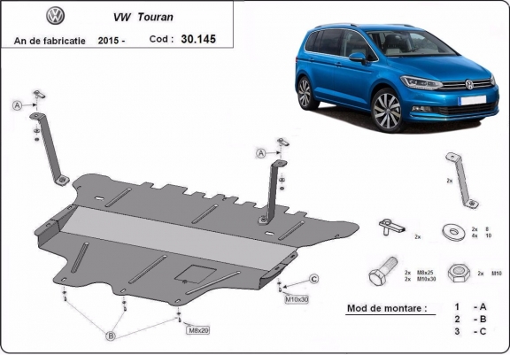 Protection sous moteur et de la boîte de vitesse VW Touran - boîte de vitesses manuelle