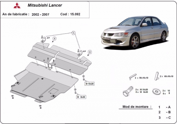 Protection sous moteur et de la boîte de vitesse Mitsubishi Lancer