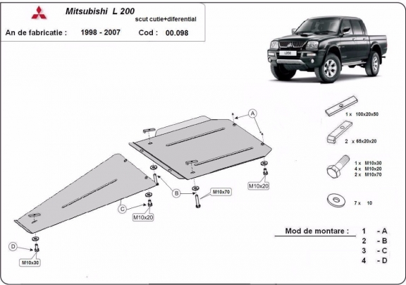 Protection de la boîte de vitesse et de la différentiel Mitsubishi L 200 