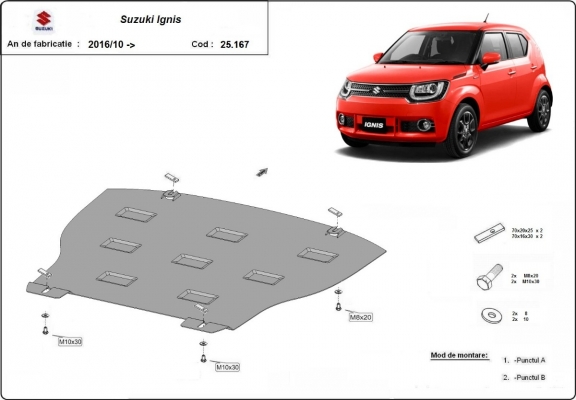 Protection sous moteur et de la boîte de vitesse Suzuki Ignis