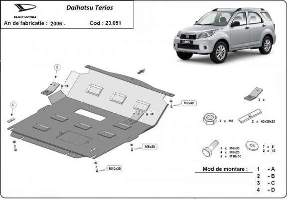 Protection sous moteur et de la radiateur Daihatsu Terios