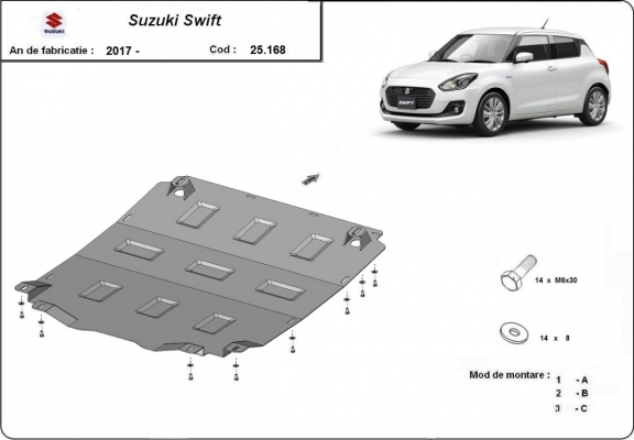 Protection sous moteur et de la boîte de vitesse Suzuki Swift