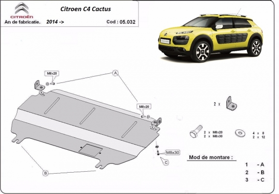Protection sous moteur et de la boîte de vitesse Citroen C4 Cactus