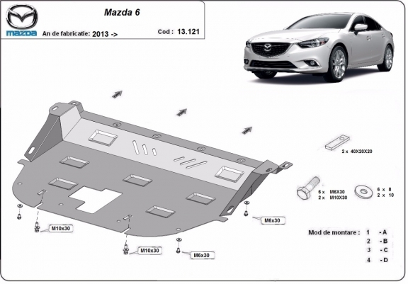 Protection sous moteur et de la boîte de vitesse Mazda 6