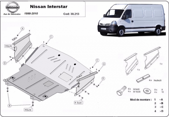 Protection sous moteur et de la boîte de vitesse Nissan Interstar