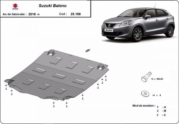 Protection sous moteur et de la boîte de vitesse Suzuki Baleno
