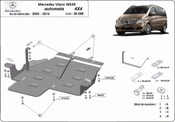 Protection de la boîte de vitesse Mercedes Viano W639 - 4x4 - Boîte de vitesse automatique