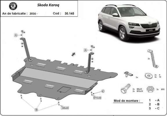 Protection sous moteur et de la boîte de vitesse Skoda Karoq - boîte de vitesses manuelle