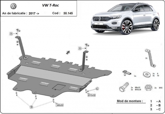 Protection sous moteur et de la boîte de vitesse Volkswagen T-Roc - boîte de vitesses manuelle
