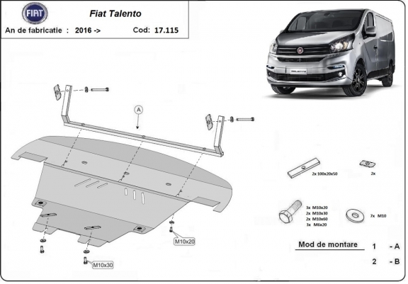 Protection sous moteur et de la boîte de vitesse Fiat Talento