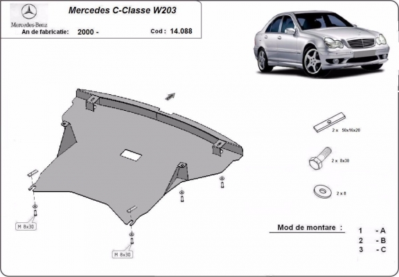 Protection sous moteur et de la radiateur Mercedes C-Class W203