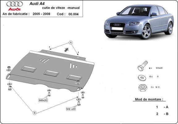 Protection de la boîte de vitesse Audi A4  B7 - manuelle