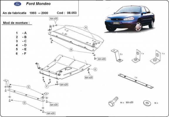 Protection sous moteur et de la boîte de vitesse Ford Mondeo 1,2