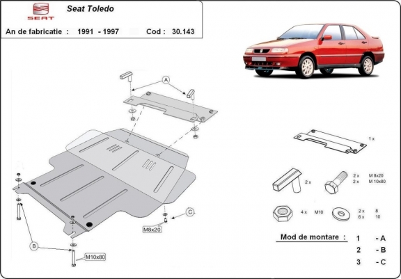 Protection sous moteur et de la boîte de vitesse Seat Toledo 1