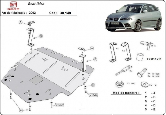 Protection sous moteur et de la boîte de vitesse Seat Ibiza Diesel