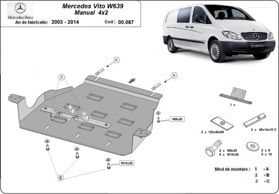 Protection de la boîte de vitesse Mercedes Vito W639 - 2.2 D 4x2