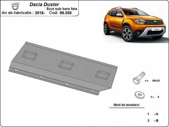 Protection de pare-choc avant Dacia Duster