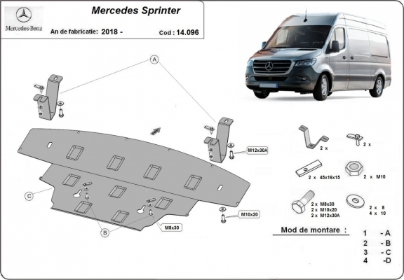 Protection sous moteur et de la radiateur Mercedes Sprinter- Propulsion