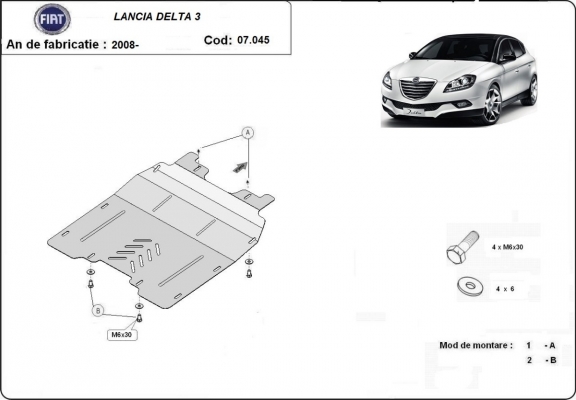 Protection sous moteur et de la boîte de vitesse Lancia Delta 3