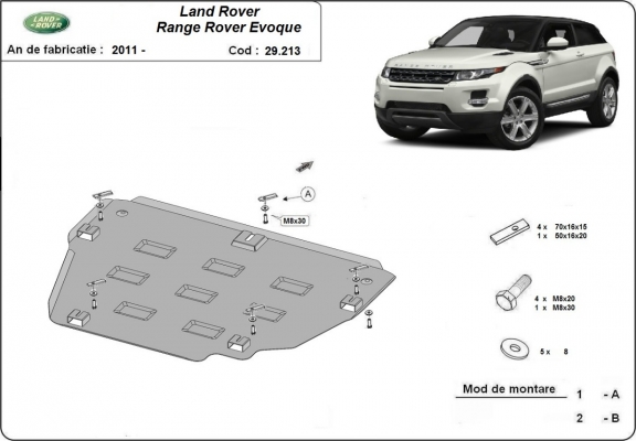 Protection sous moteur et de la boîte de vitesse Range Rover Evoque