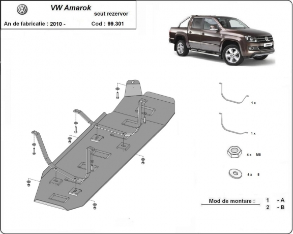 Protection de réservoir Volkswagen Amarok - Seulement pour les versions sans protection d'usine