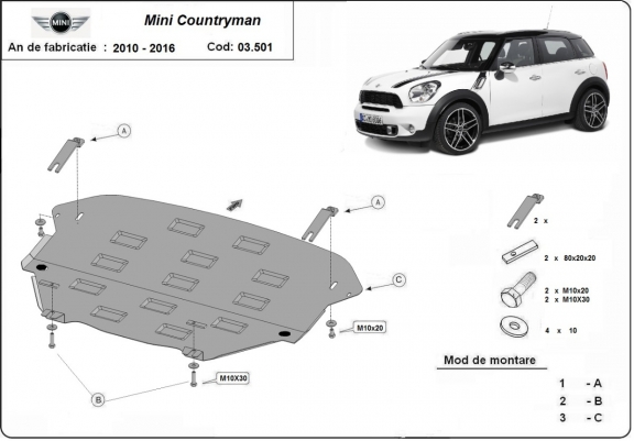 Protection sous moteur et de la boîte de vitesse Mini Countryman R60