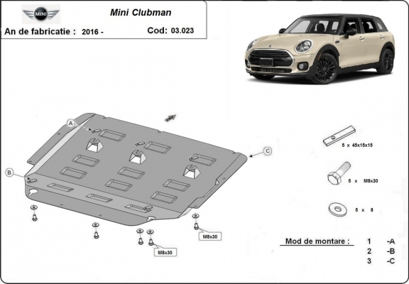 Protection sous moteur et de la boîte de vitesse Mini Clubman